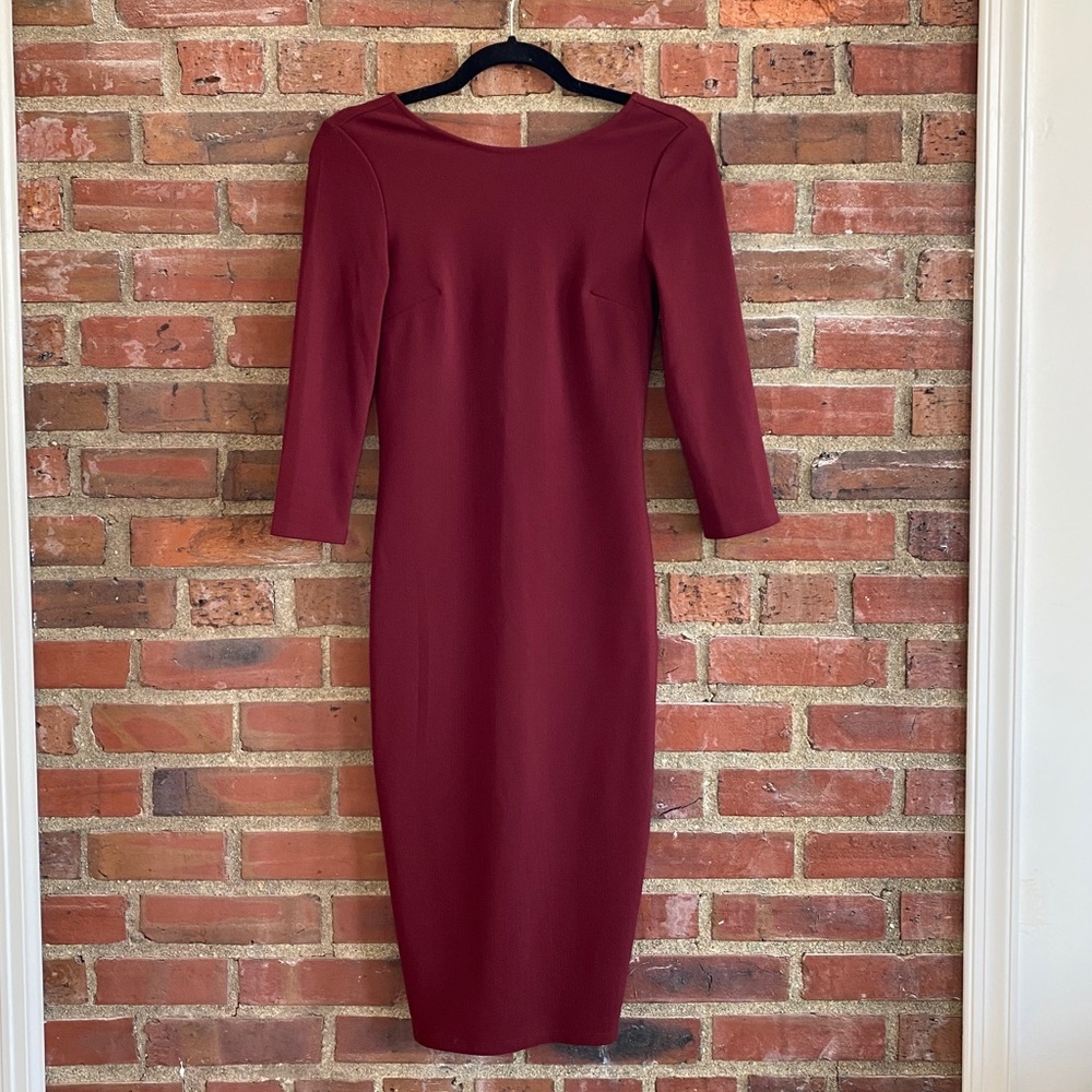 Express 3/4 Sleeve Midi Dress with Gold Zipper